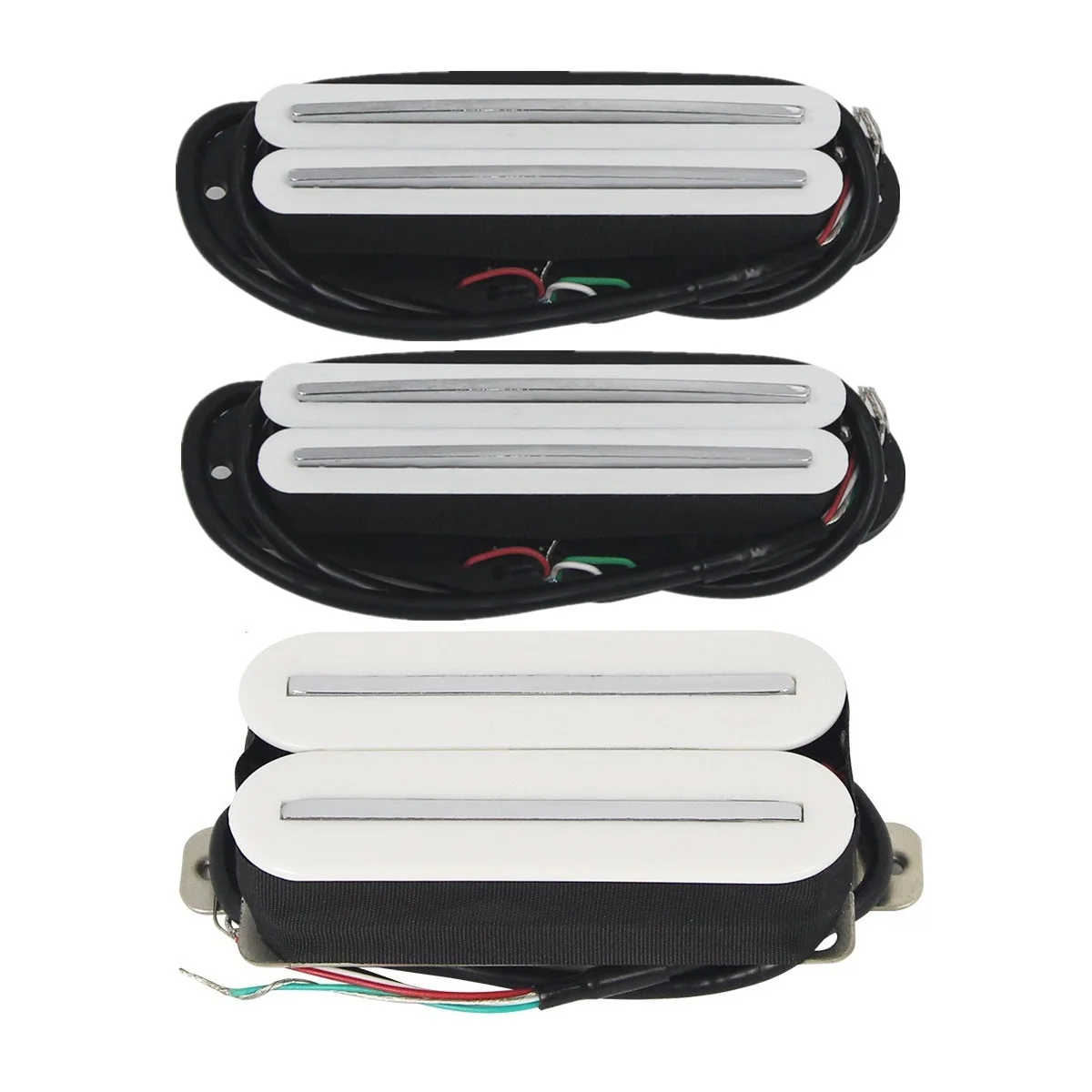 FLEOR 3PCS Ceramic SSH Guitar Pickup Set Dual Rails Humbucker Pickups Guitar Parts White