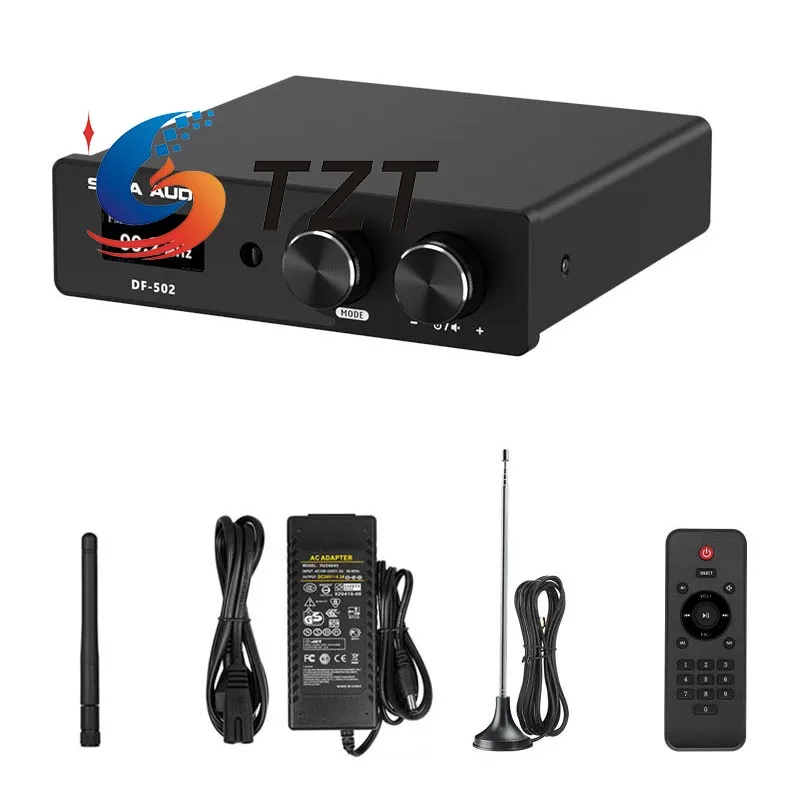 TZT SUCA AUDIO DF-502 50W+50W BT5.1 Bluetooth Amplifier Home Hifi Power Amp FM Radio with LED Screen