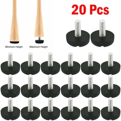 20 Pcs Screw On Type Furniture Adjustable Feet Screws Furniture Mats Table Chair Glide Leveling Foot Adjuster M6 Metal Plastic