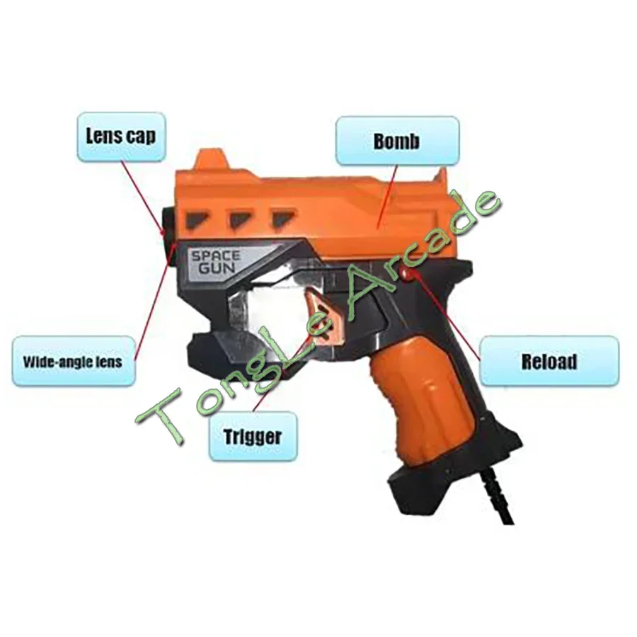MIni USB LightGun Controller, Portable PC Gamepad, SpaceGun, TeknoParrot Arcade Simulator, Game Accessory with 4 IR LED Sensor view 2