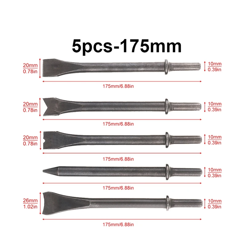 5 шт./лот, сменная твердая сталь, твердая длинная воздушная долото, ударная головка, поддержка пневматического инструмента для резки/удаления ржавчины