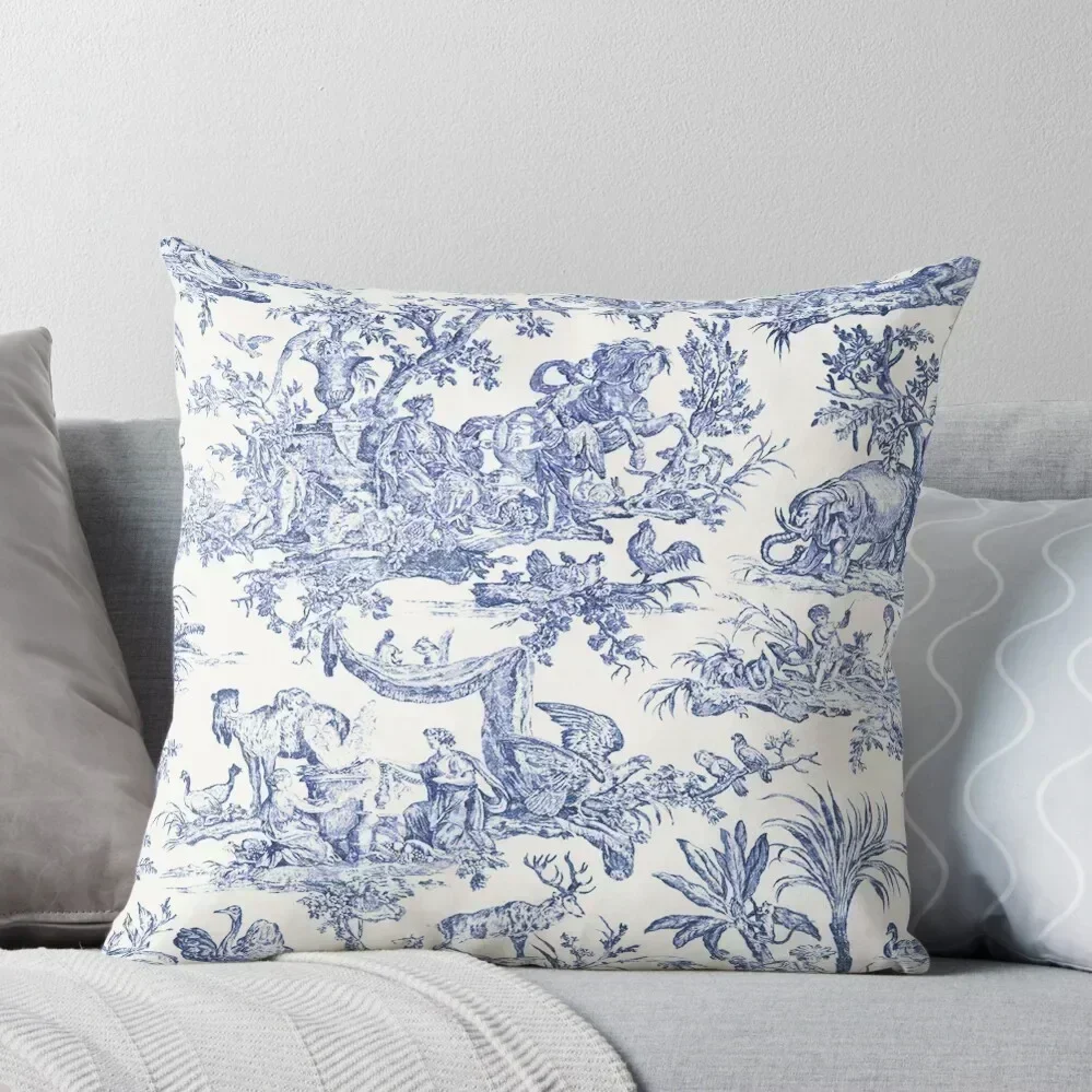 Blue Toile - English - French countryside Throw Pillow luxury sofa pillows Pillowcases For Pillows pillow