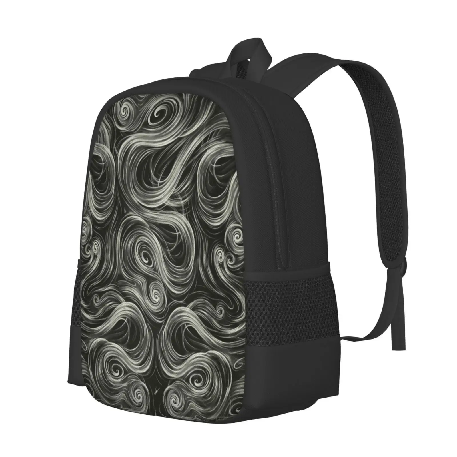 Portal I. Hot Sale Schoolbag Backpack Fashion Bags Smoke Smoking Burn Ornament Pattern Black White Gate