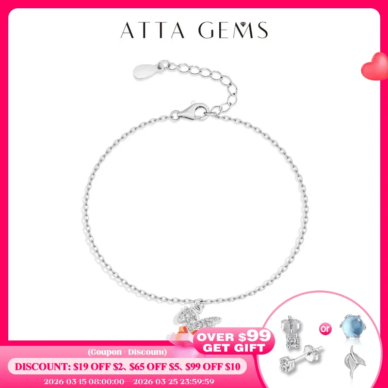 

ATTAGEMS 2026 New Pony Bracelet 925 Sterling Silver Moissanite bracelet Adjustable 16+3cm New Year's Gift for Family and Friends