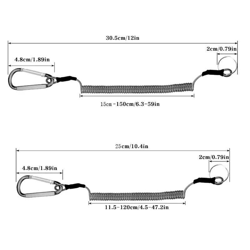 1Pcs Fishing Lanyards Theftproof Spring Coil Cord Keychain Fishing Ropes Retractable Safety Rope Carabiner Outdoor Supplies