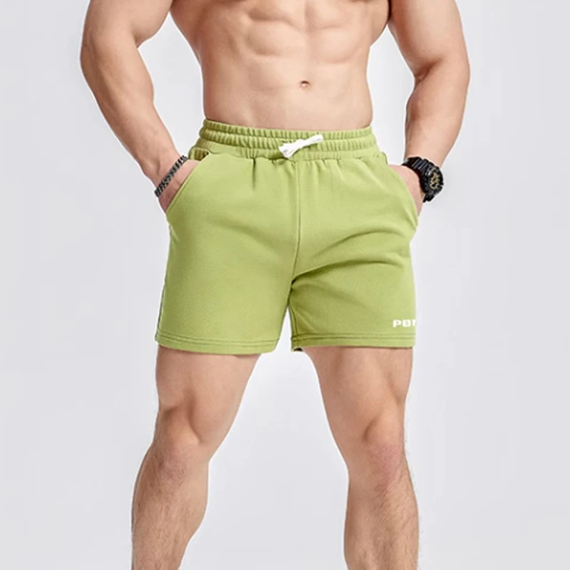 Fitness Shorts Herren Sommer n-Stil Baumwolle grau Lauftraining lässig Stretch Squat Hosen Männer