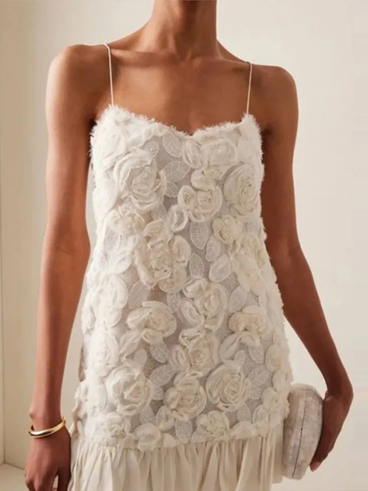 Vestido estampado de flores de verano para mujer, vestido plisado con dobladillo, moda blanca, ajustado, sin mangas, para vacaciones en la playa, vestido elegante 2025