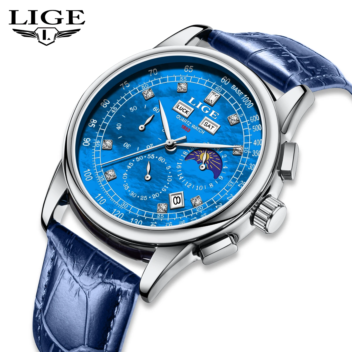 LIGE Uhren für Herren 2026 Modische Business-Herrenuhr Luxuriöse Männeruhr mit Kalender Mondphase Quarz Sportliche Herren-Armbanduhr Reloj