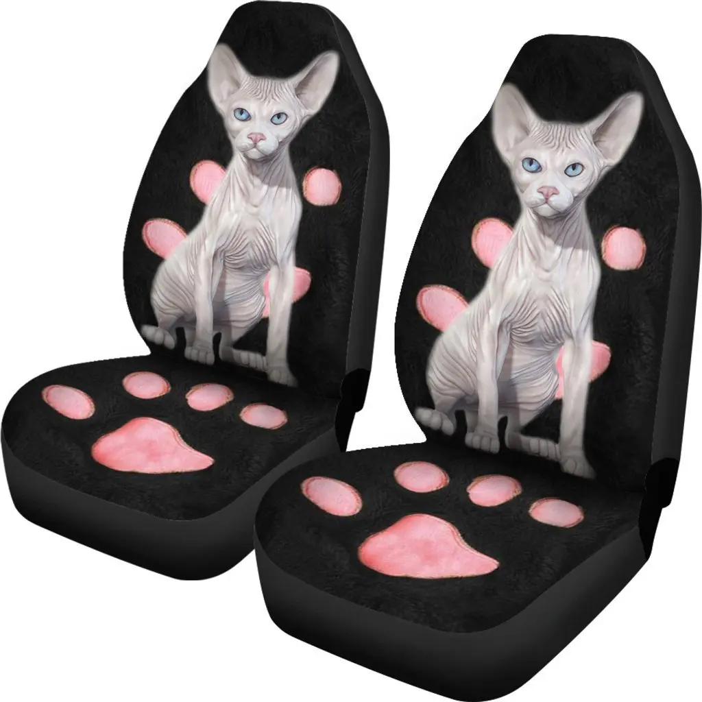 Sphynx Cat Print Car Seat Covers Set 2 Pc, Car Accessories Seat Cover