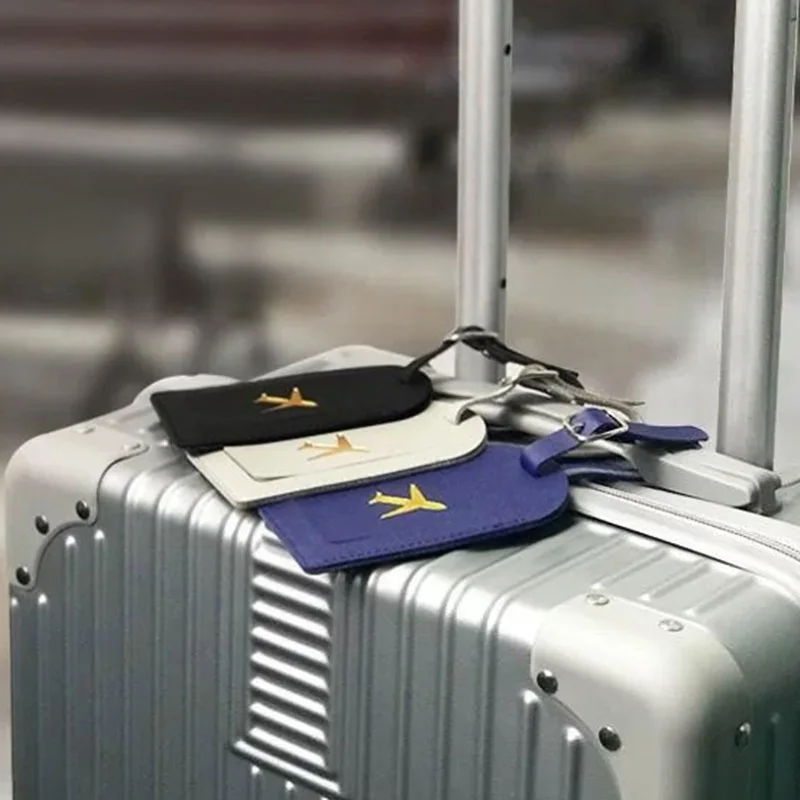 

Stamped Pattern Luggage Tag for Business Suitcase Address Label PU Luggage Boarding Case Name ID Address Clip Travel Accessory