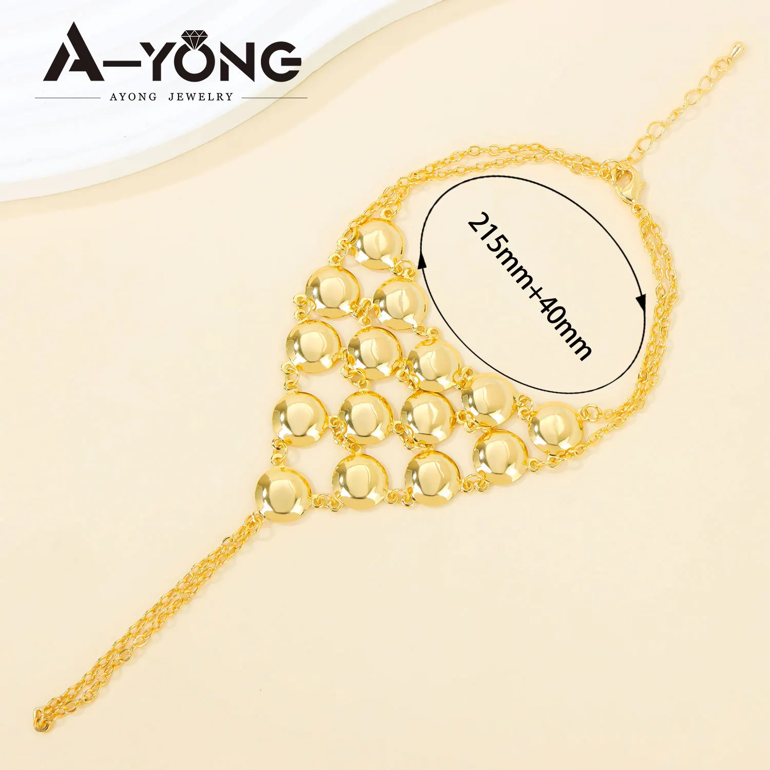 Dubai Gold Schmuck Armband mit Fingerring 21k Vergoldet Arabisch Muslimisch Schicke Armreifen Oman Frauen Hochzeit Party Schmuck – Detail 8