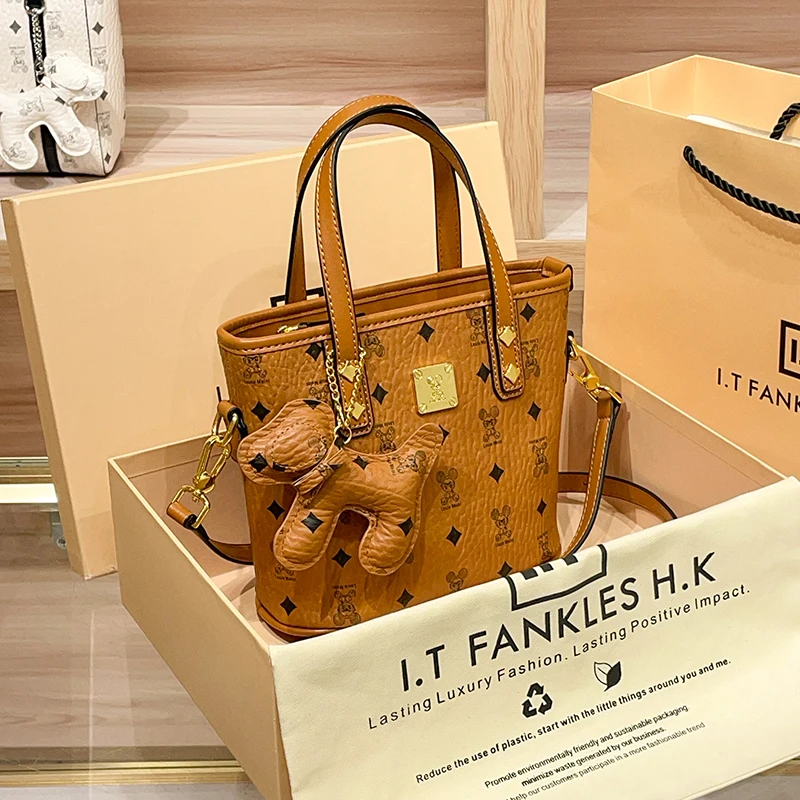 

Leather tote bag vegetable basket women's bag high-end single shoulder messenger bag