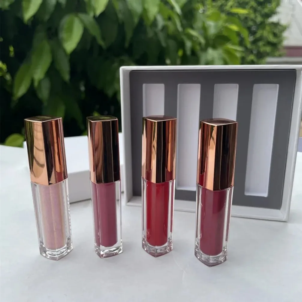 4 Color Gloss and Matte Transfer Proof Lip Gloss Set Vegan Makeup Wholesale Private Label Custom Logo Lipgloss Fenty Beauty
