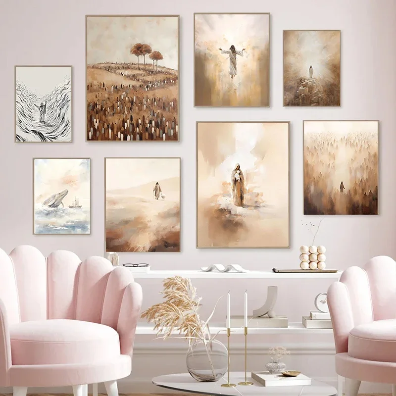 Jesus Leaves 99 The Parable of Lost Sheep Bible Christian Posters Wall Art Pictures Canvas Painting Living Room Home Decor Gift