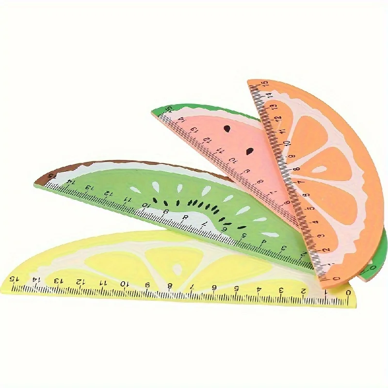 1pc Wooden Ruler Measuring Ruler Creative Fruit Modeling  Teaching Rewards Prizes Birthday Party Decor Gift Kawaii Stationery