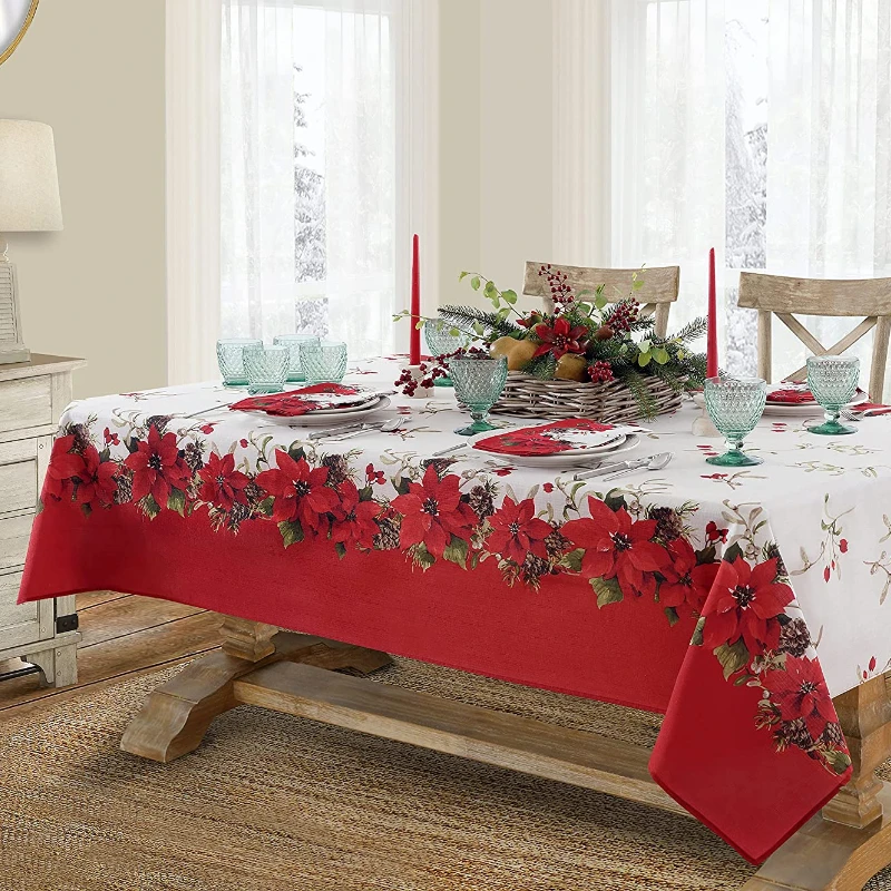 A Pint of Red Bilateral Christmas Fabric Tablecloth Home Dining Table New Year's Dinner Decoration Stain-resistant Accessories