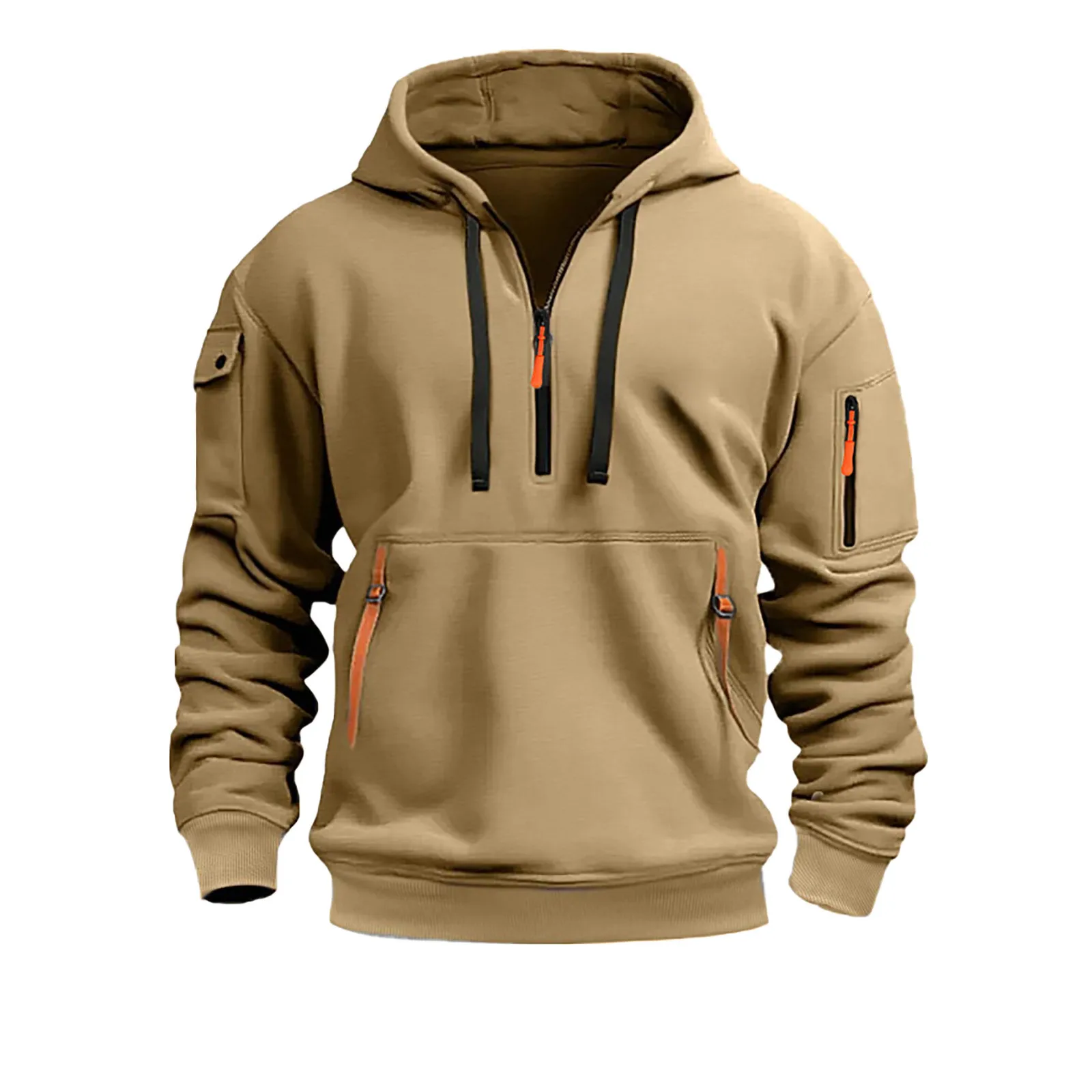 

New Men'S Leisure Sports Pullover Multi Zipper Arm Pocket Hoodie Set Autumn/Winter Fashion Hoodie Hoodie Men'S Loose Coat 2024