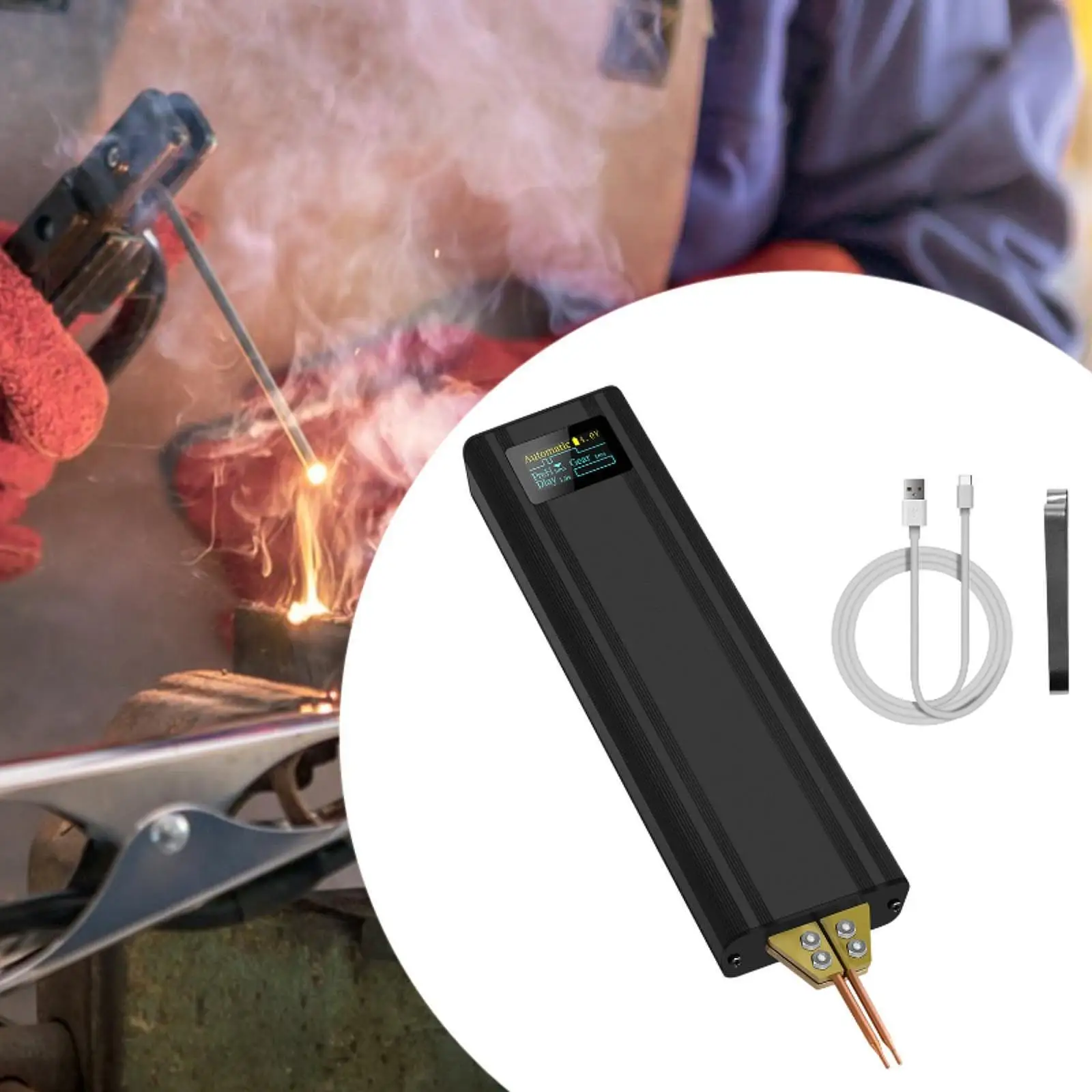 

Handheld Spot Welder Portable with LCD Display Screen Compact Welding Tool