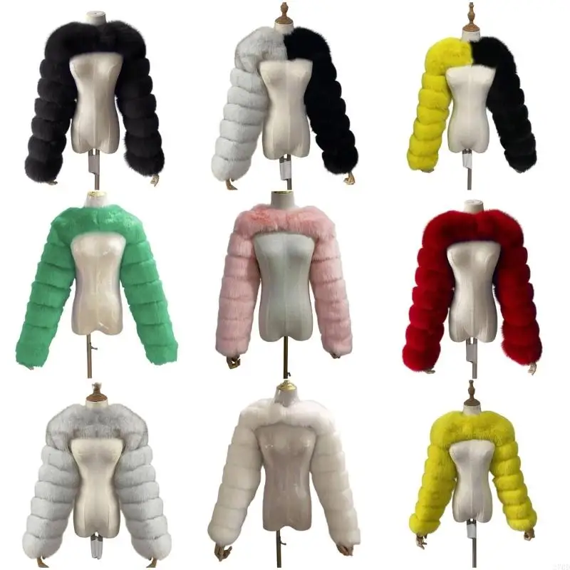 سترة نسائية شتوية دافئة من الفرو الصناعي، معطف أنيق بأكمام طويلة، ناعم وقابل للتنفس، على الكتف #5