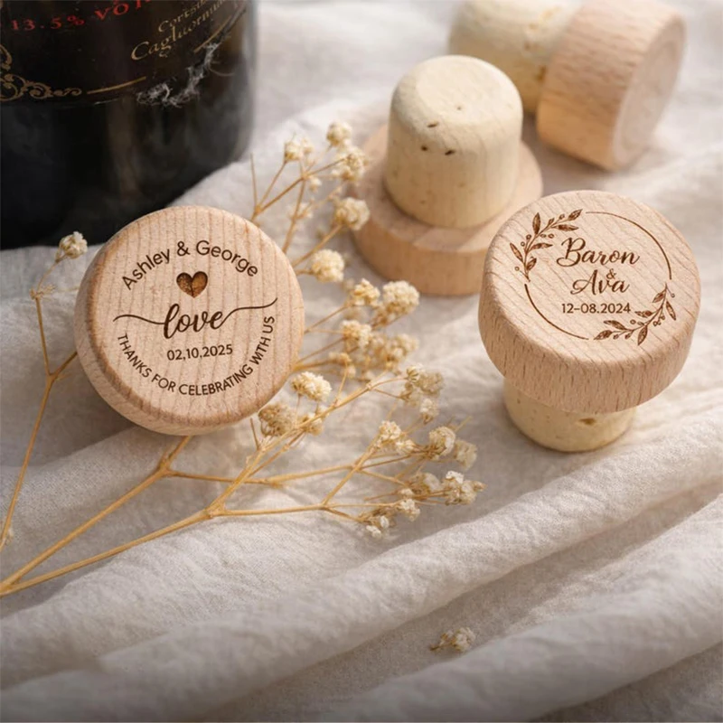 Tapón de Corcho Personalizado para Botellas de Vino con Tarjeta de Agradecimiento, Recuerdo de Boda Personalizado, Regalo para Invitados de Despedida de Soltera