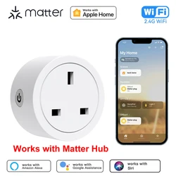 Matter Smart Socket WiFi UK Smart Plug 16A Mini Home Outlet App Control Voice Function Work with HomeKit Siri Alexa Google Home