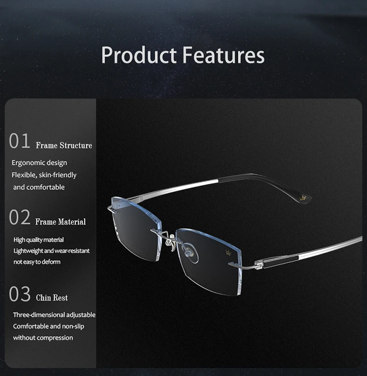 2024 new fashion Rimless Glasses Anti blue light comfortable optics reading glasses men high quality glasses frame