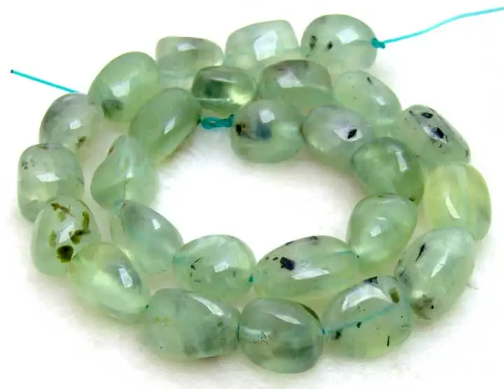 

Qingmos 16*22mm Freeform Natural Prehnite Green Garnet Loose beads for Jewelry Making DIY Necklace Bracelet Earring Strands 15"