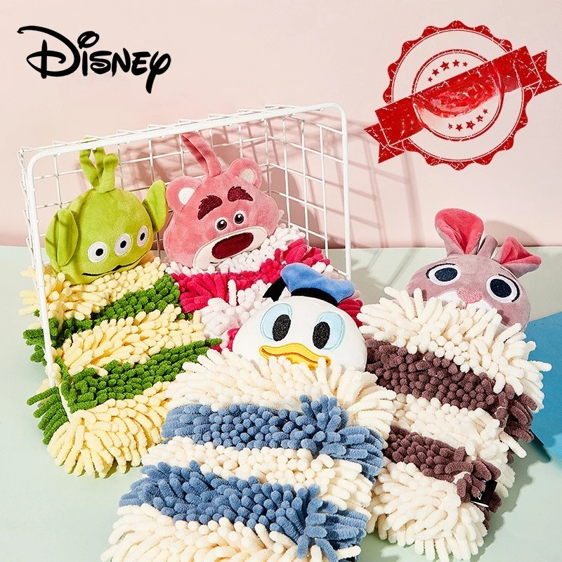 ตุ๊กตาดิสนีย์ Chenille เช็ดผ้าเช็ดมือหนาผ้าเช็ดหน้าห้องน้ําแขวนการ์ตูนผ้าขนหนูดูดซับไม่มีขน