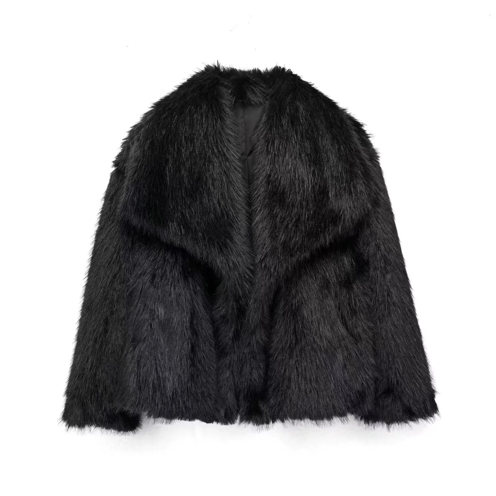 Fall/Winter 2024 Women\'s Casual, Faux Fur, Fashion, Streetwear, Solid Color, Oversized Lapels, Elegant Plush Thick Jacket