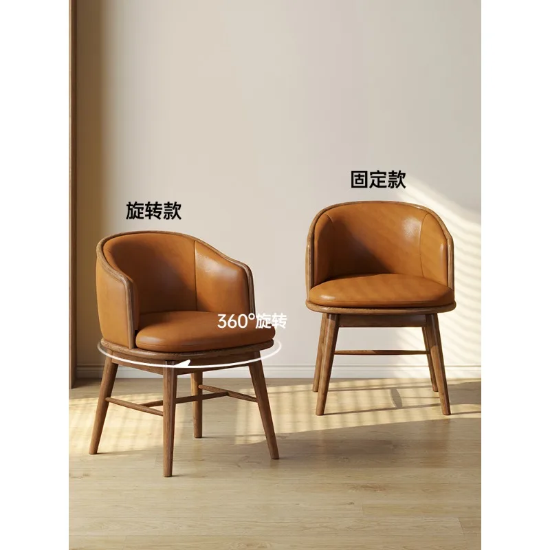 Cadeira de jantar de madeira maciça escritório casa moderno simples restaurante cadeira traseira cadeira de lazer cor nogueira preta