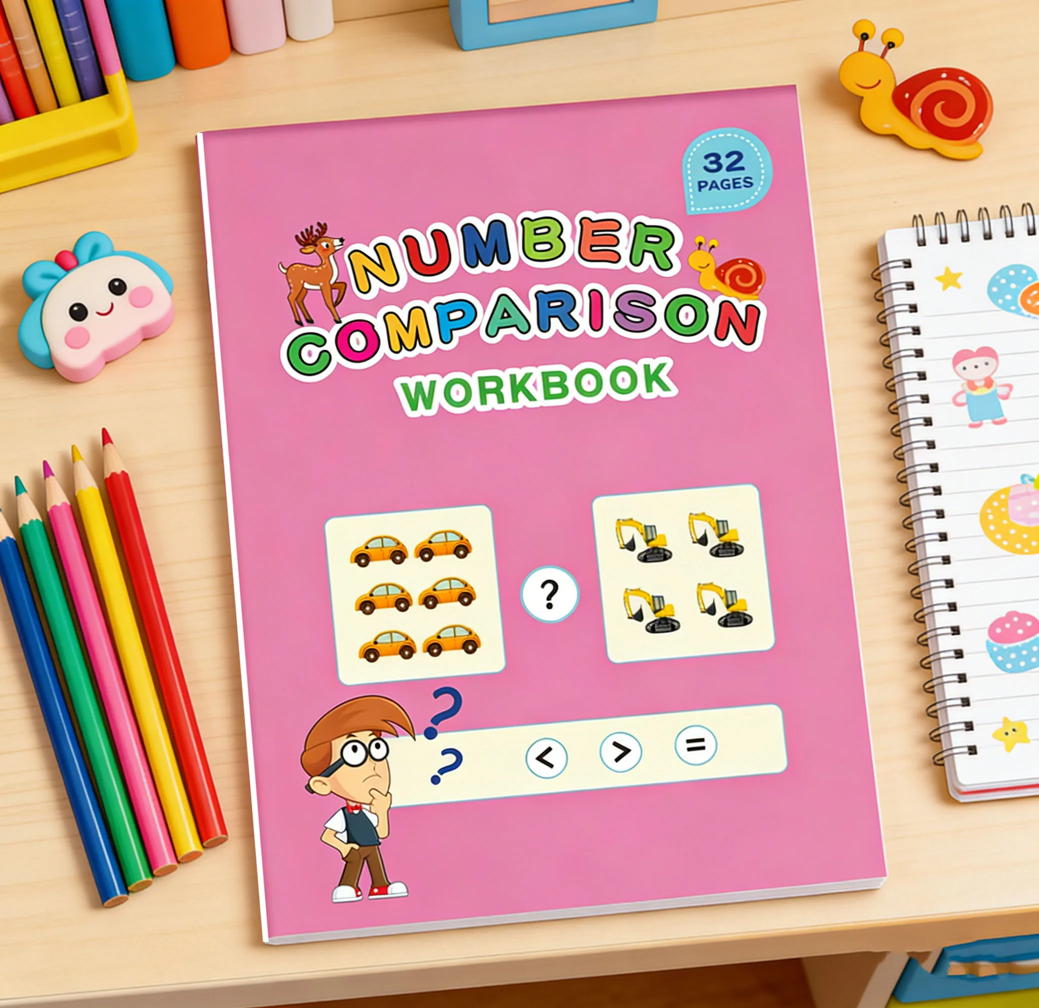 Preschool Math Number Comparison Workbook | 32 Pages Practice Pages | Prepare Kids for Elementary School Math Learning