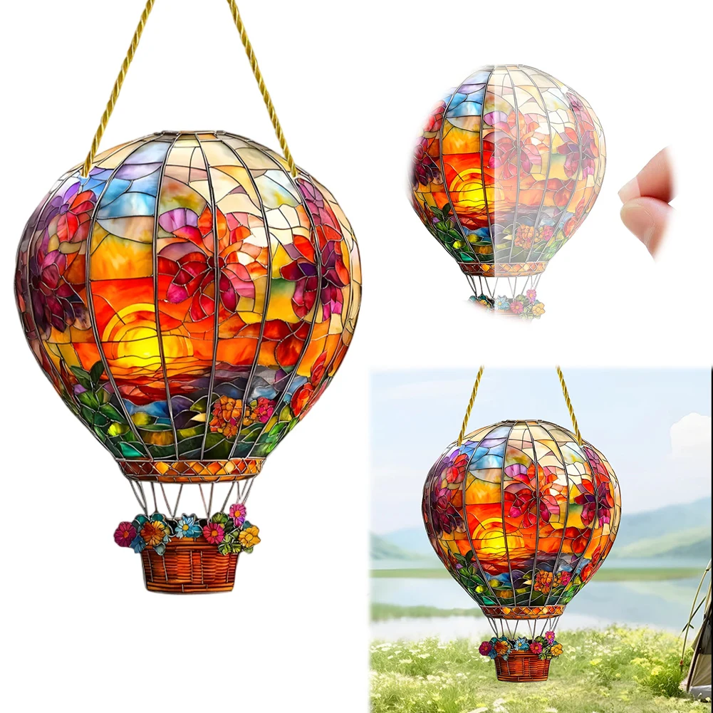 Hot Air Balloon Window Window Panel Balloon Wall Hanging Acrylic 2D Flat Hot Air Balloon Window Decoration for Home Garden Decor