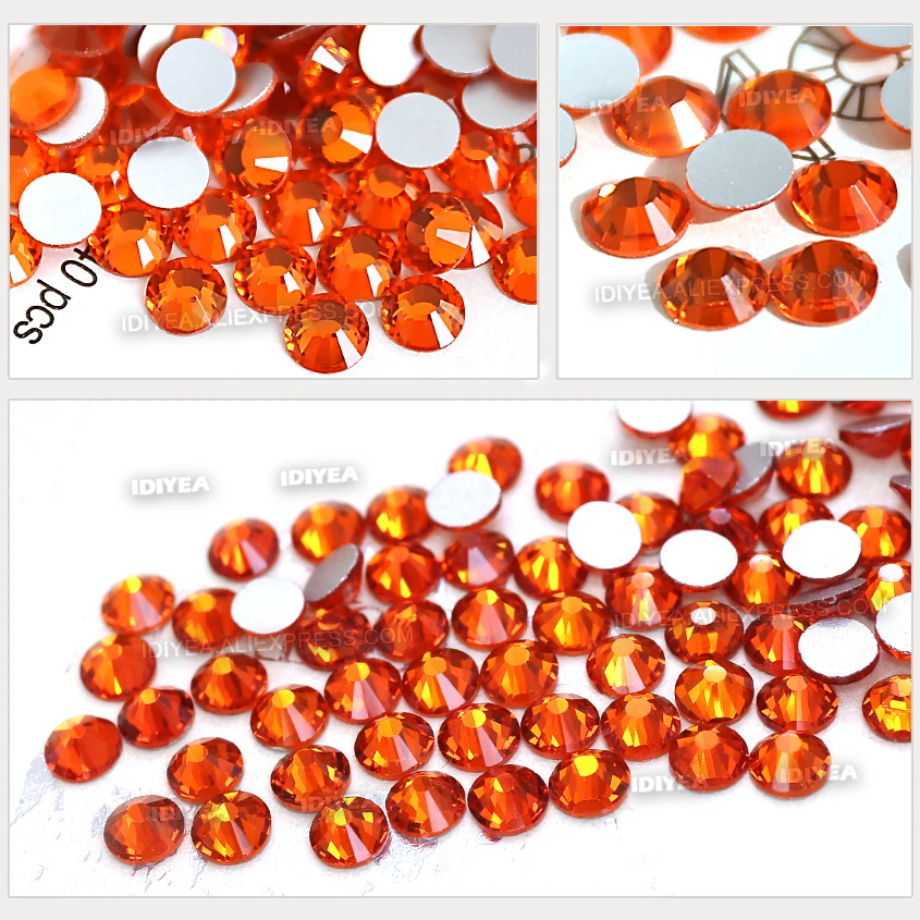Orange SS16 SS20 Non Hot Fix Rhinestone For 3D Nail Sequins Design Crystal Glitters Strass Glass Sticker For Manicure Art Decor