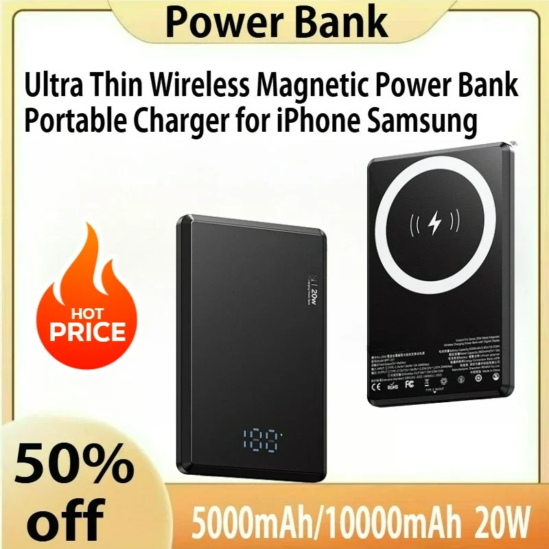 

10000mAh 12V 22.5W Wireless Power Bank Suitable for Apple 17 Wireless Magnetic Power Bank For iPhone Samsung Huawei