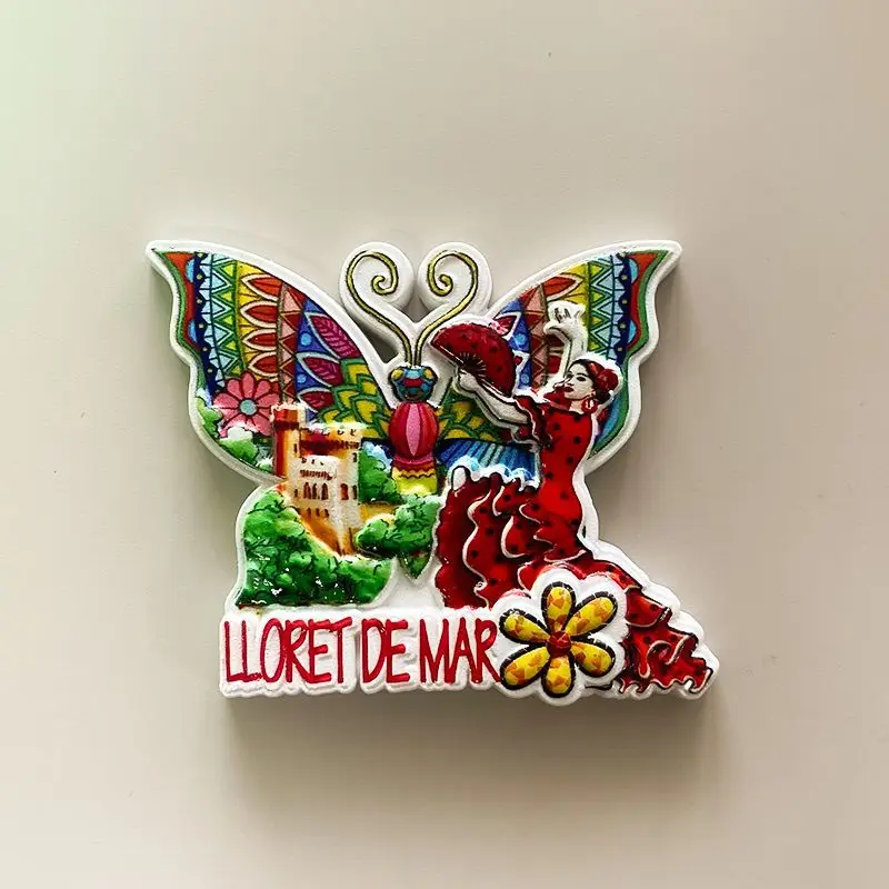Barcelona Spain Culture High-Value Butterfly Dancer Travel Souvenirs Crafts Gifts 3d Refrigerator Magnet