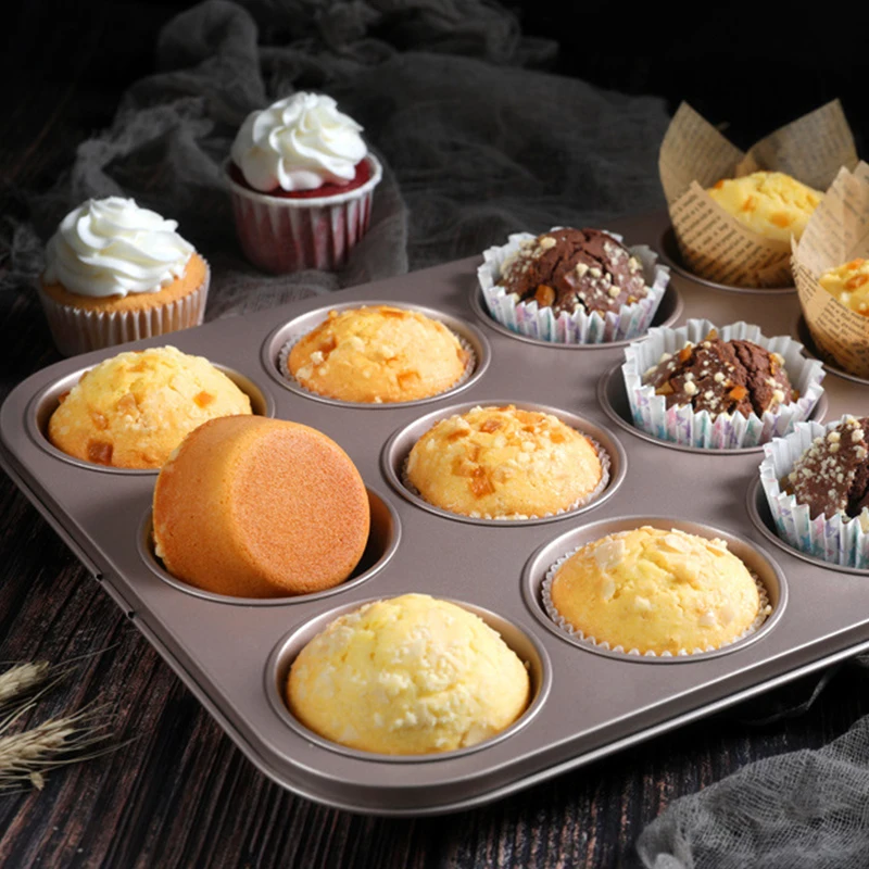 12 Cups Cupcake Pan Muffin Tray Cupcake Mold Muffin Pan Carbon Steel Baking Pan Non Stick Bakeware