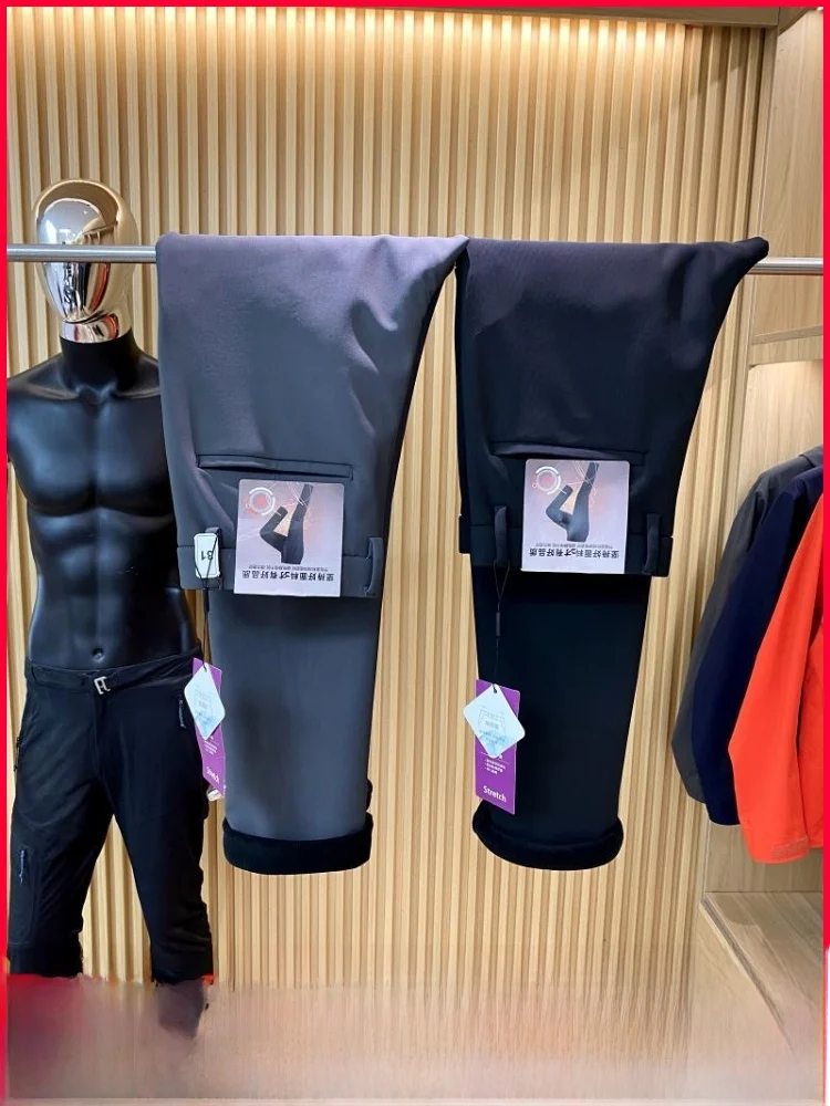 

Busin Adstration Series Fce Lined Slim Fit Straight Leg Casual Pants for Men Youth Faion Spring Autumn Long Trousers