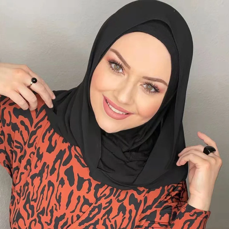 Islamski biały szyfonowy hidżab Abaya Hijabs dla kobiety Abayas szal z dzianiny sukienka muzułmańska kobiety Turban Turban natychmiastowy chusta na