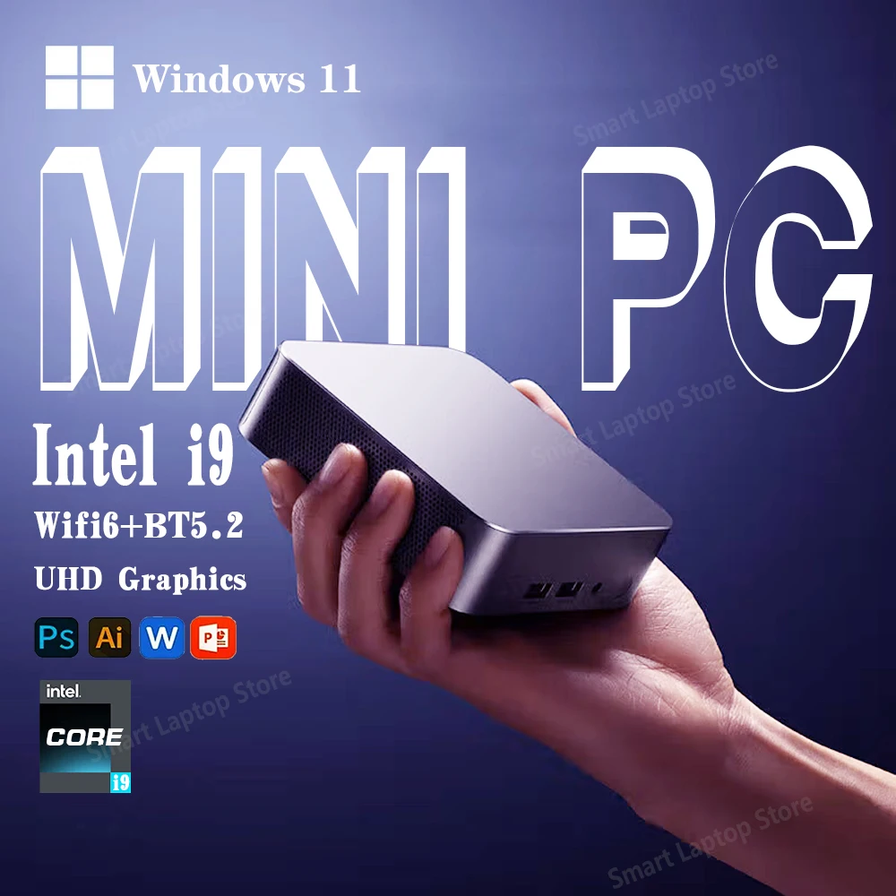 Portable Mini PC Gamer Intel Core i9 8950HK Windows 11 Mini Computer 16GB DDR4 512GB 1TB SSD 1000M Ethernet Gaming PC Desktop