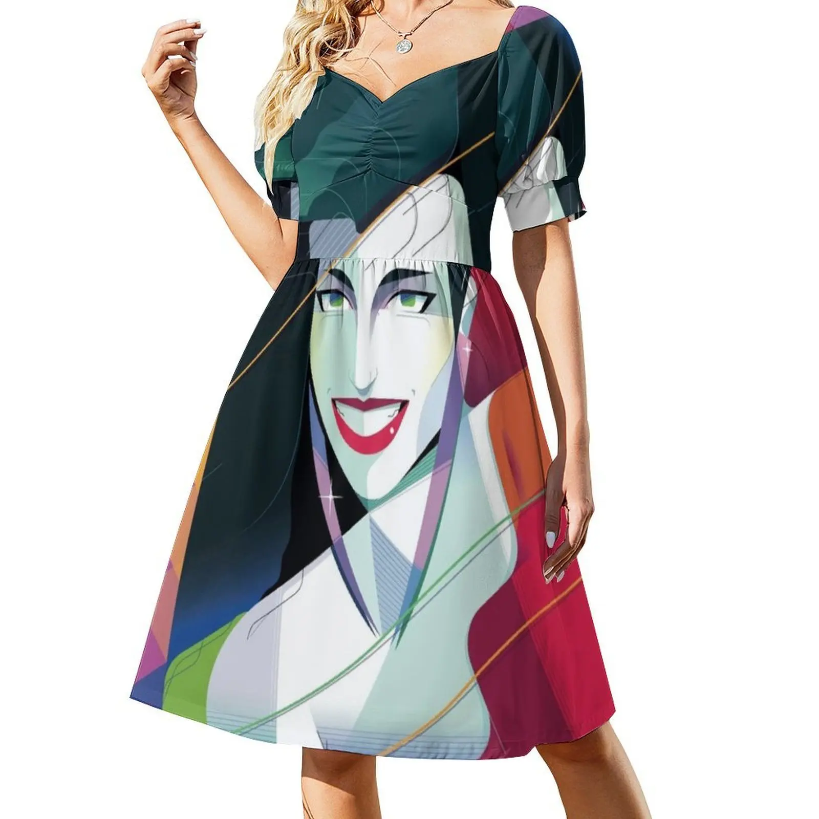 فستان هيب هوب نسائي من River ملابس الشارع مطبوع عليه رسومات جرافيكية للحفلات والنوادي فستان بتصميم هندسي وورق جدران للموسيقى