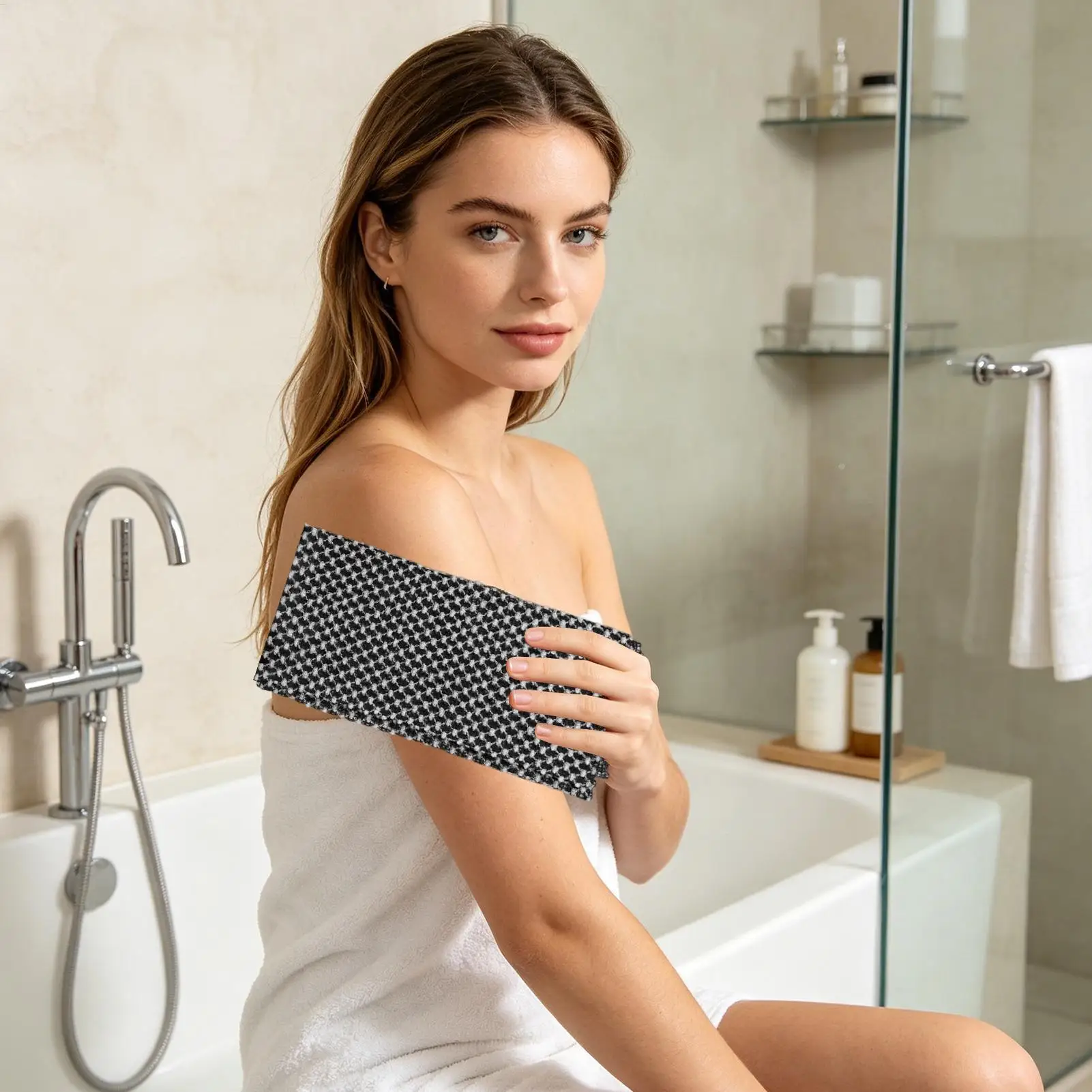 Body Scrub Towel Quick Dry Exfoliating Washcloth Back Scrubber Portable Shower Cloth for Sensitive Rough Skin Care