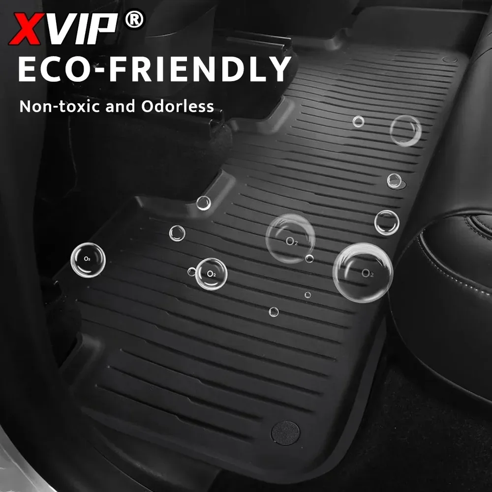 XVIP 3Pcs TPE Foot Pad + Carpet For Tesla Model Y 21-23 Custom Waterproof Mat Upgrade Non-Slip Floor Liner Surrounded Floor Mats