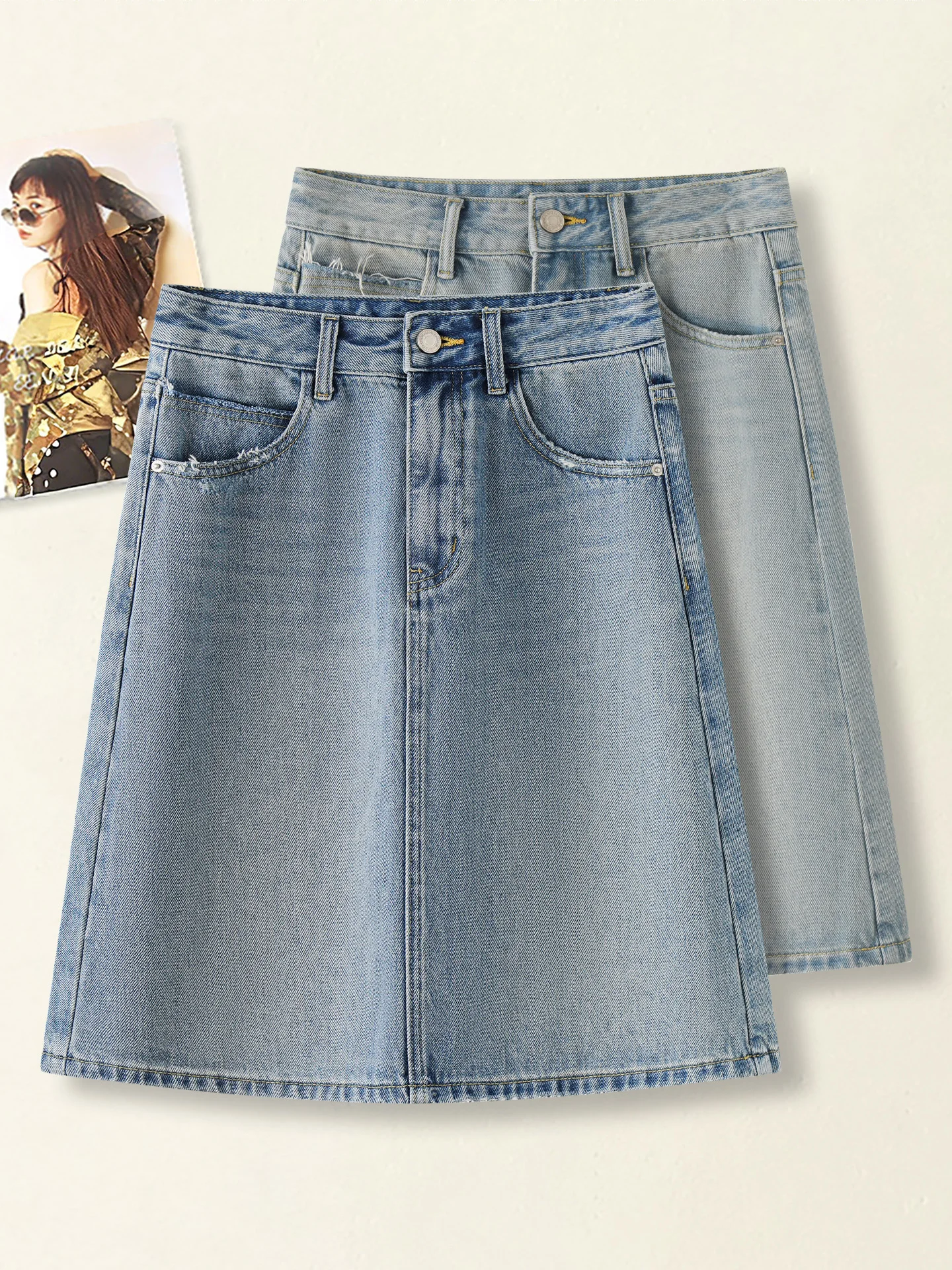 Slim Fit A-Line Skirt Women's Summer Thin Denim High Waist Slimming Mid-Length Bodycon Short Skirt Korean Style Casual