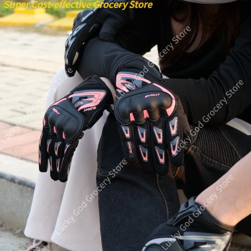 Suomy Moto Biker Touch Screen Gloves Summer Breathable Motorcycle Pink Men Women Motorbike Riding Gear view 6