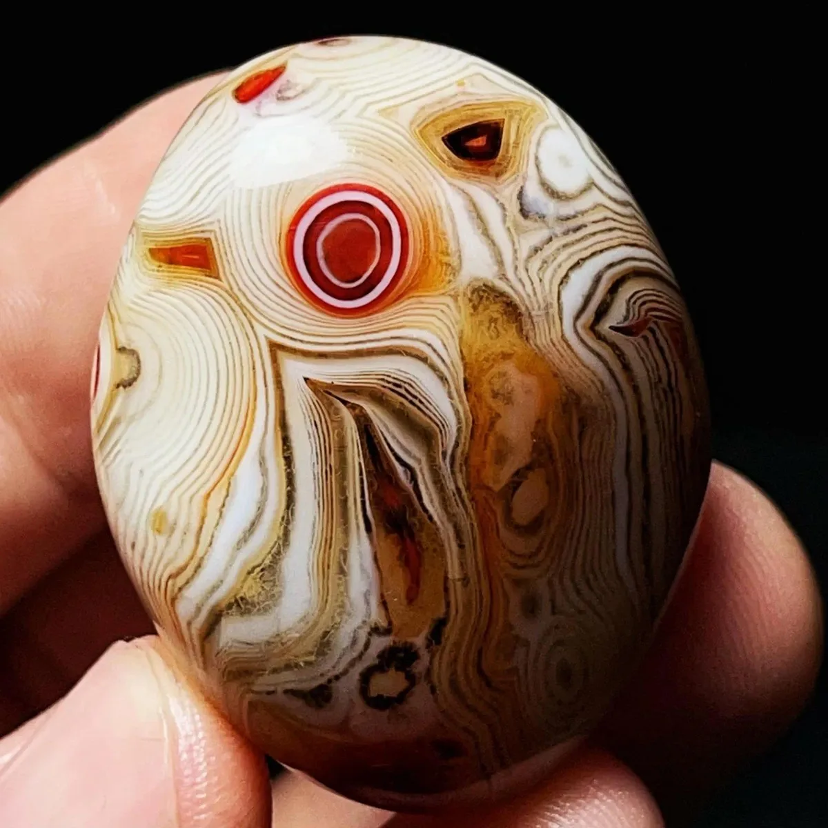 Large Multi Color Banded Agate Palm Stone, Polished Tumbled, Display Stone, Shelf Display, Natural Stone, Crystal Collection