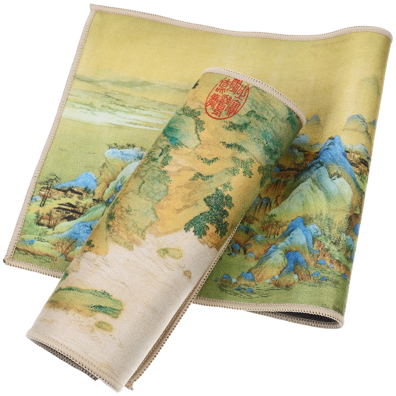 

2pcs Printed Tea Towel Towels Premium Suede Retro Patterns Thickened Absorbent Kitchen Dish Cloth Mat Teacup Cleaning