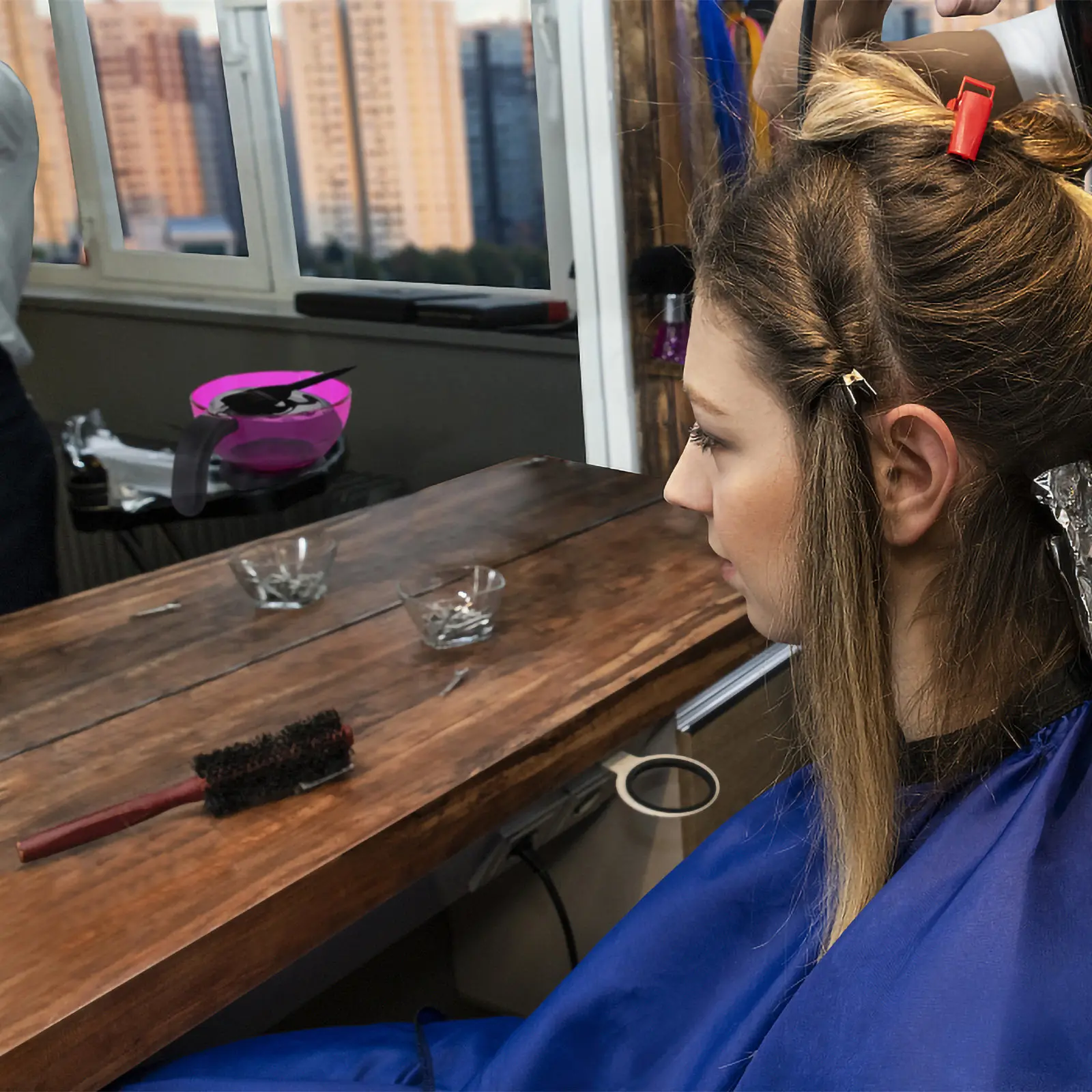 

1Pcs Silicone Hair Coloring Bowl Purple Sturdy Washable Reusable Hair Dye Mixing Cup Professional Salon Hairdressing Accessories