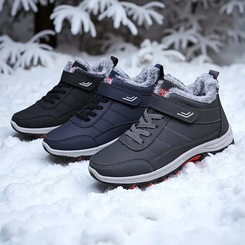 Men Snow Boots Winter Plush Warm Cotton Shoes Outdoor Non Slip Platform Boots Winter High Top Boots for Men Ankle Boot Botas2026