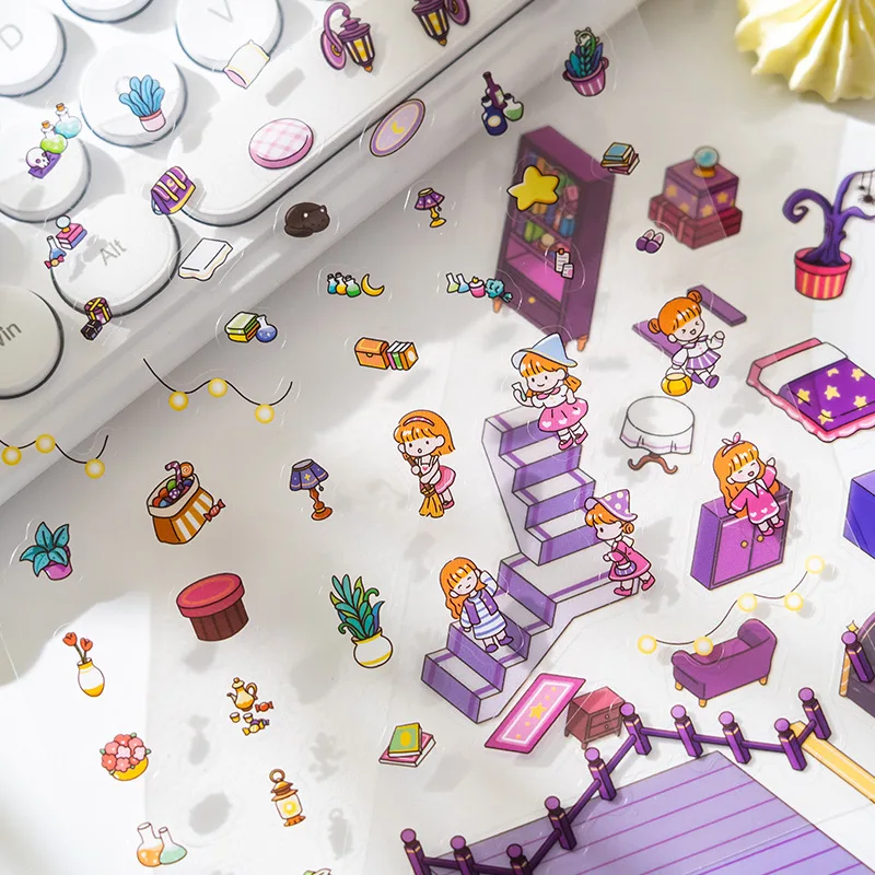 3D Landscape Stickers Coffee Dessert House Series Creative Miniature Scene Visual Stacking Stickers DIY Collage Stickers Relief