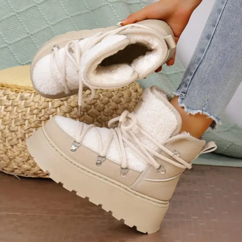 Women Platform Snow Boots Fashion Plush Warm Casual Shoes Designer Ankle Boots for Woman Cold Protection Winter Boots Bota Mujer